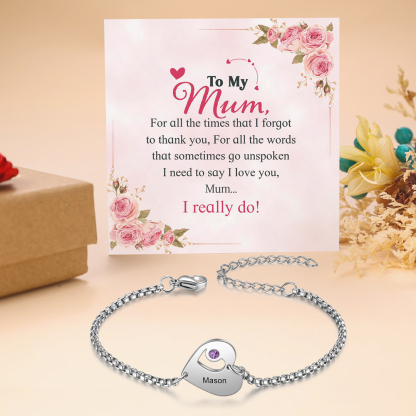 Personalised Heart Bracelet with Birthstones Custom 1 Name Family Bracelet Gifts for Her-Jessemade AU