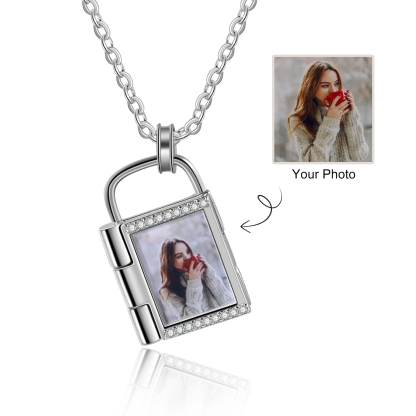 Personalised Padlock Necklace Customised Engrave Photo Love Lock Necklace Romantic Gifts-Jessemade AU