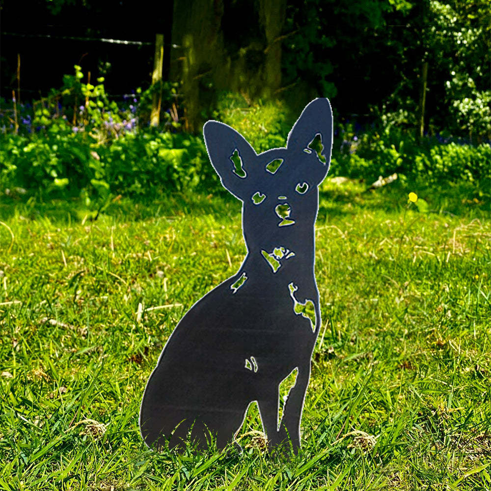 Chihuahua Metal Dog Silhouette Garden Yard Decoration-Jessemade AU