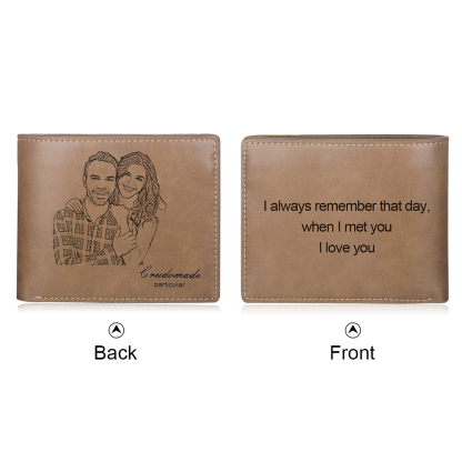 Personalised Leather Wallet Engraved Photo Short Purse Gifts For Men-Jessemade AU