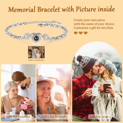 Heart Chain Projection Bracelet Personalised Photo Bracelet Creative Gift for Her-Jessemade AU