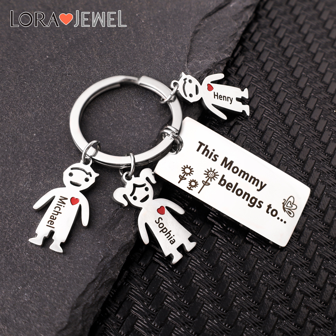 Grandfather Keychain This Grandpa Belongs To Family Keychain Personalised with 1 Kid Charm Engrave Name-Jessemade AU