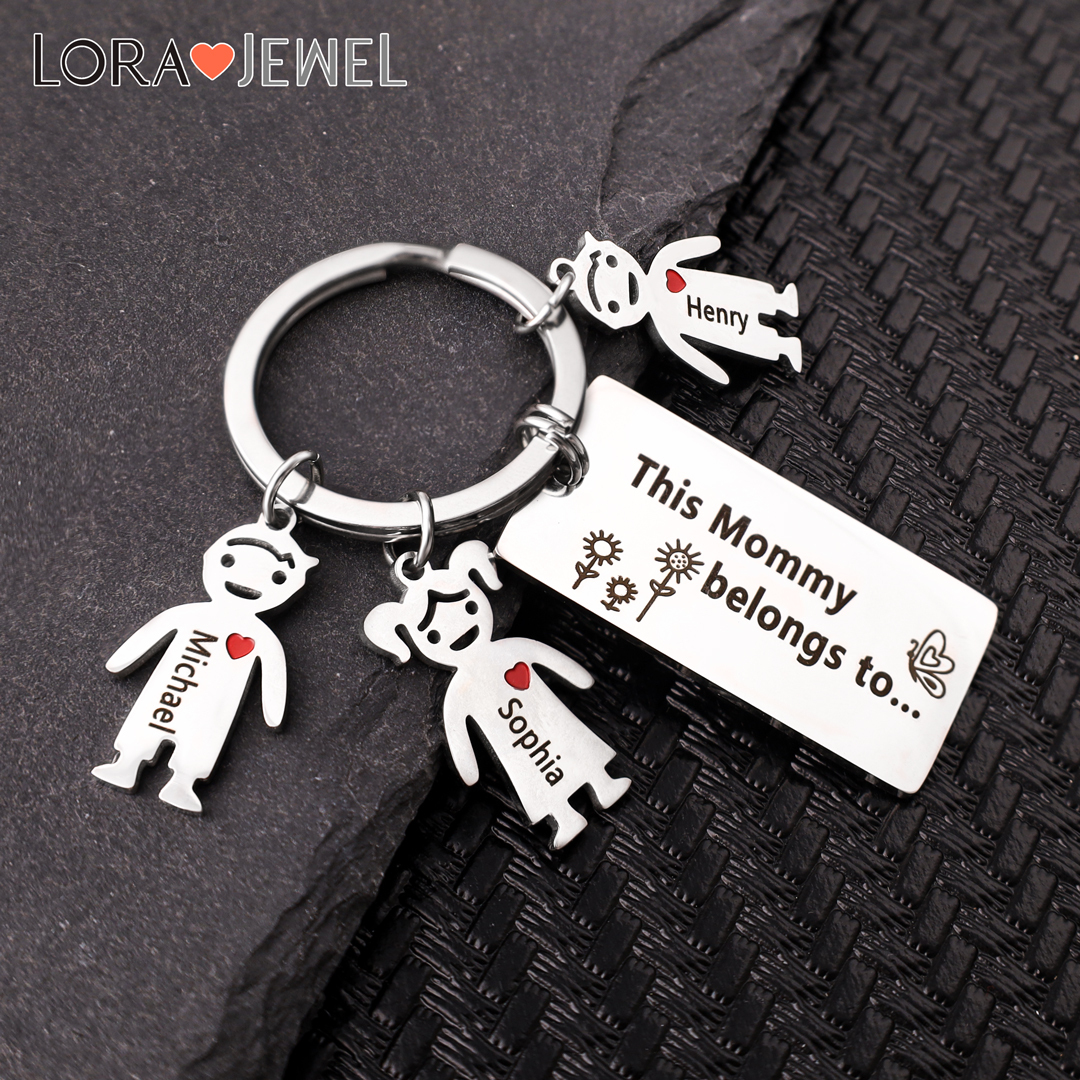 Grandfather Keychain This Grandpa Belongs To Family Keychain Personalised with 1 Kid Charm Engrave Name-Jessemade AU