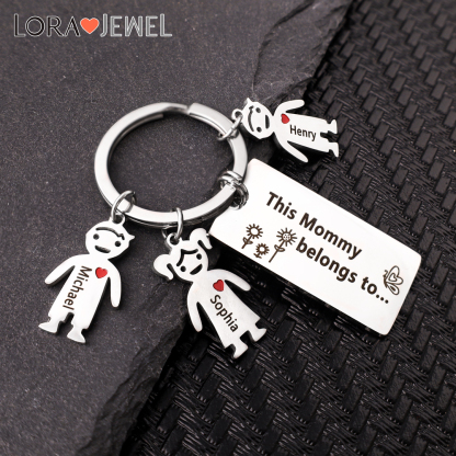 Grandfather Keychain This Grandpa Belongs To Family Keychain Personalised with 1 Kid Charm Engrave Name-Jessemade AU