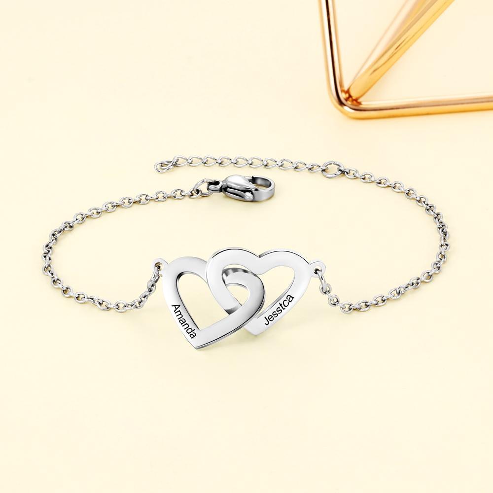 Custom Heart Bracelet With 2 Names Bracelet-Jessemade AU