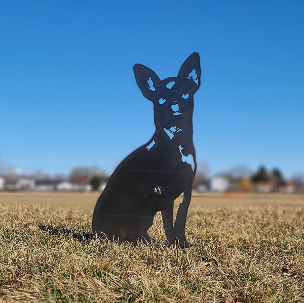 Chihuahua Metal Dog Silhouette Garden Yard Decoration-Jessemade AU