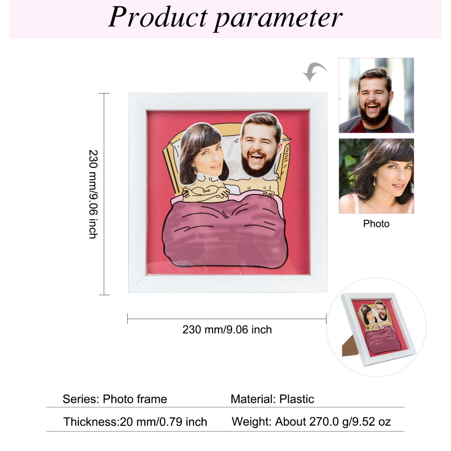 Personalised Funny Couple Stereo Photo Frame-Jessemade AU