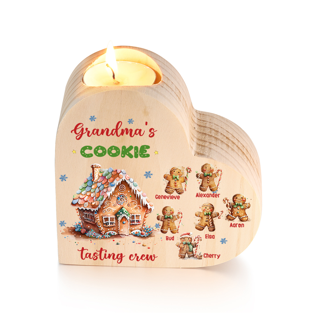 Heart-Shaped Christmas Candle Holder Engraved 7 Names Cookie Candlesticks Personalised Gift for Mum Grandma-Jessemade AU