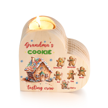 Heart-Shaped Christmas Candle Holder Engraved 7 Names Cookie Candlesticks Personalised Gift for Mum Grandma-Jessemade AU