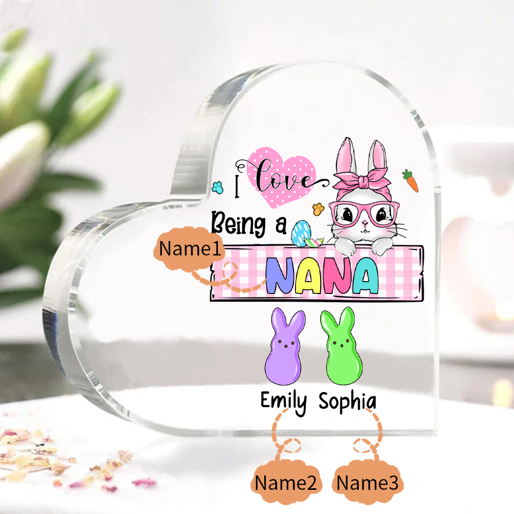 3 Names - Personalised Acrylic Heart Keepsake Custom Names Bunny Ornaments Gifts for Grandma/Mother-Jessemade AU
