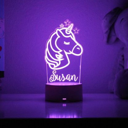 Personalised Unicorn Night Light Custom Name 7 Colours LED Lamp for Kid-Jessemade AU