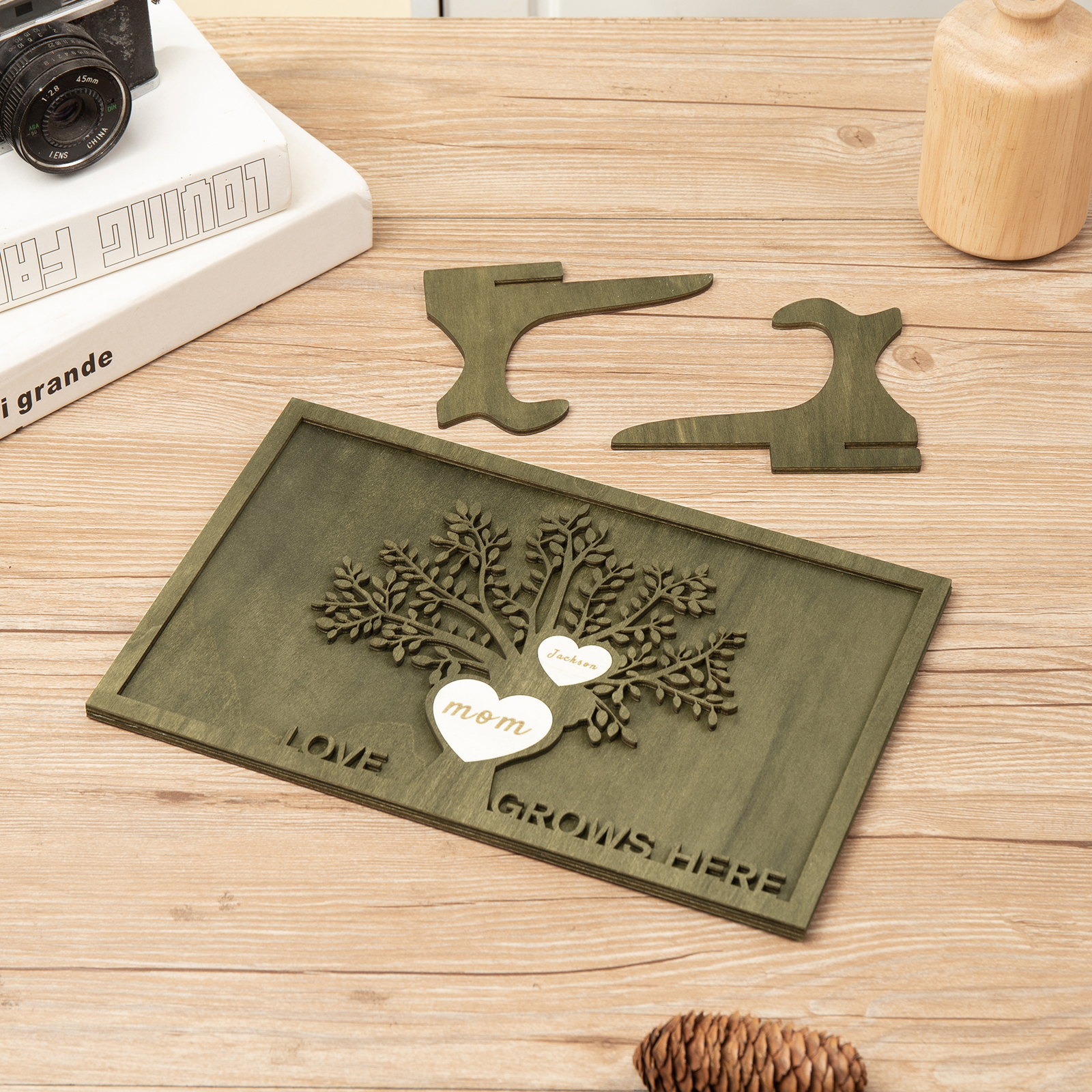 Family Tree Wood Frame Personalised Family Tree Sign Custom 2 Names Plaque-Jessemade AU
