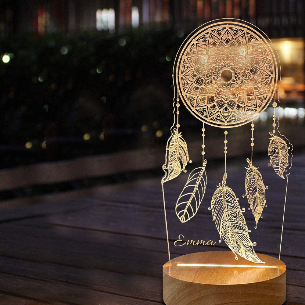 Personalised Dream Catcher Night Light Custom Name Gifts For Kids-Jessemade AU