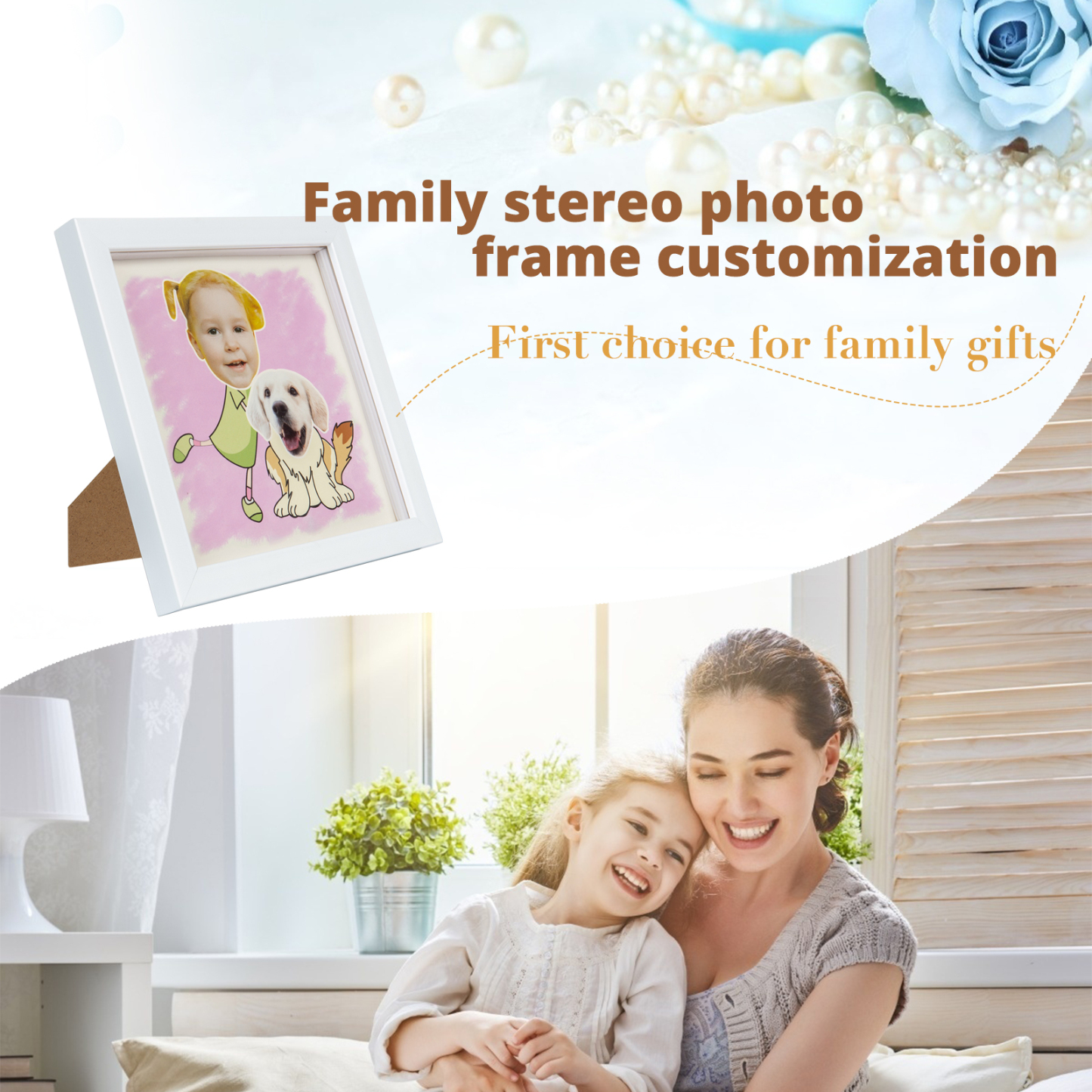Personalised Couple Stereo Photo Frame With Dog-Jessemade AU