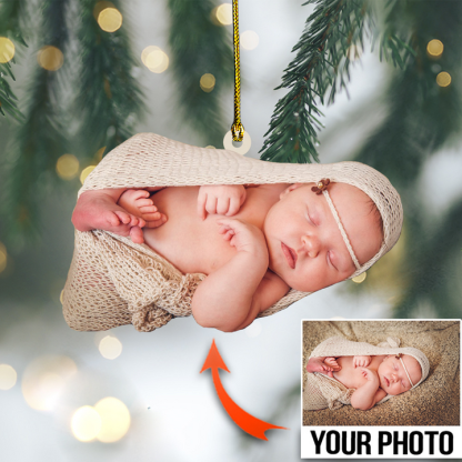 Custom Baby Photo Acrylic Ornament Personalised Acrylic Christmas Ornament Gift for Family Newborn-Jessemade AU