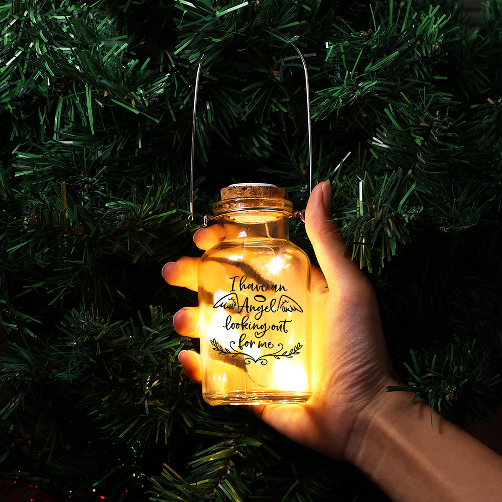 Memorial Jar Night Light "I Have An Angel Looking Out for Me"-Jessemade AU