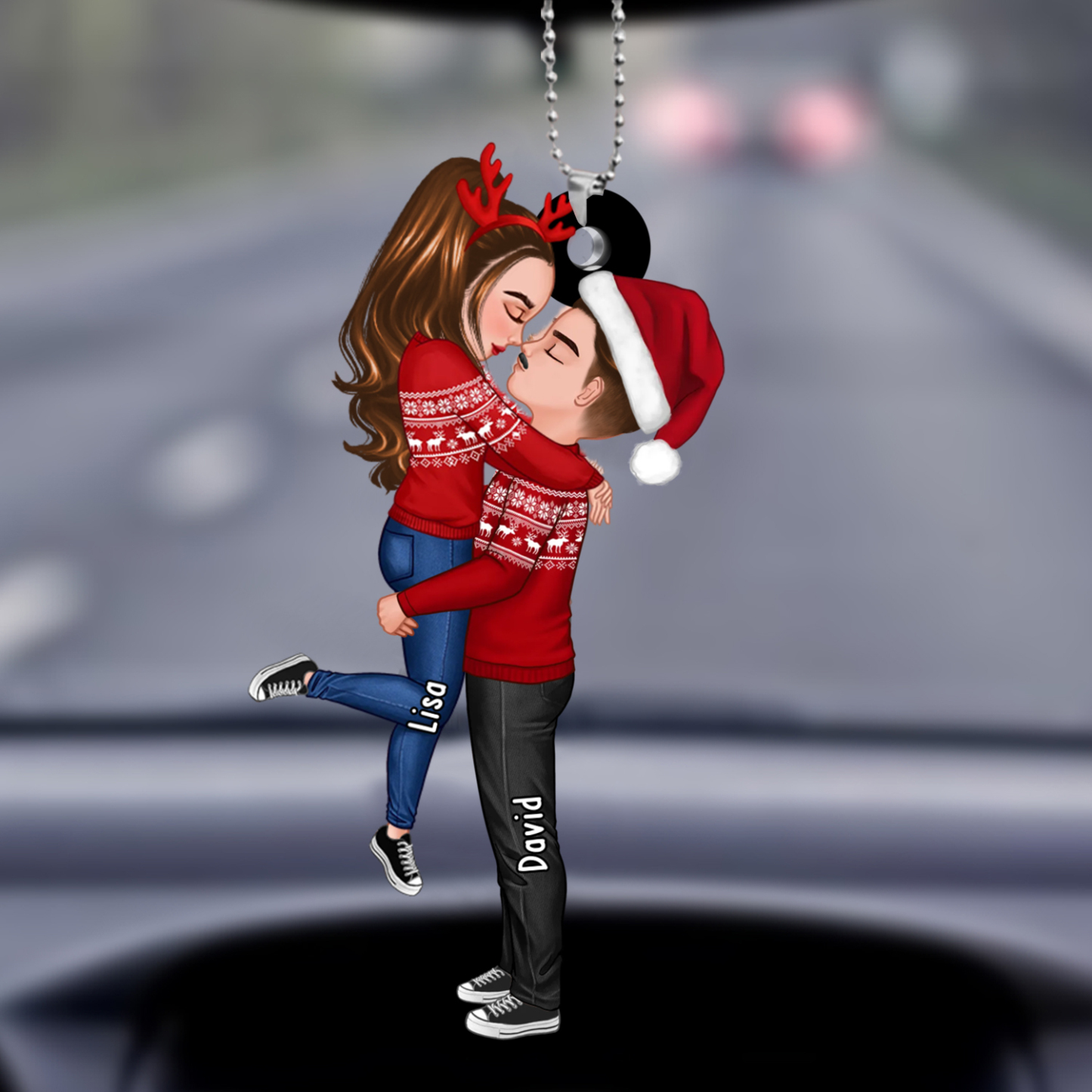 Personalised Couple Hugging Christmas Ornaments Customised 2 Names Acrylic Hanging Ornament Gifts for Couples-Jessemade AU