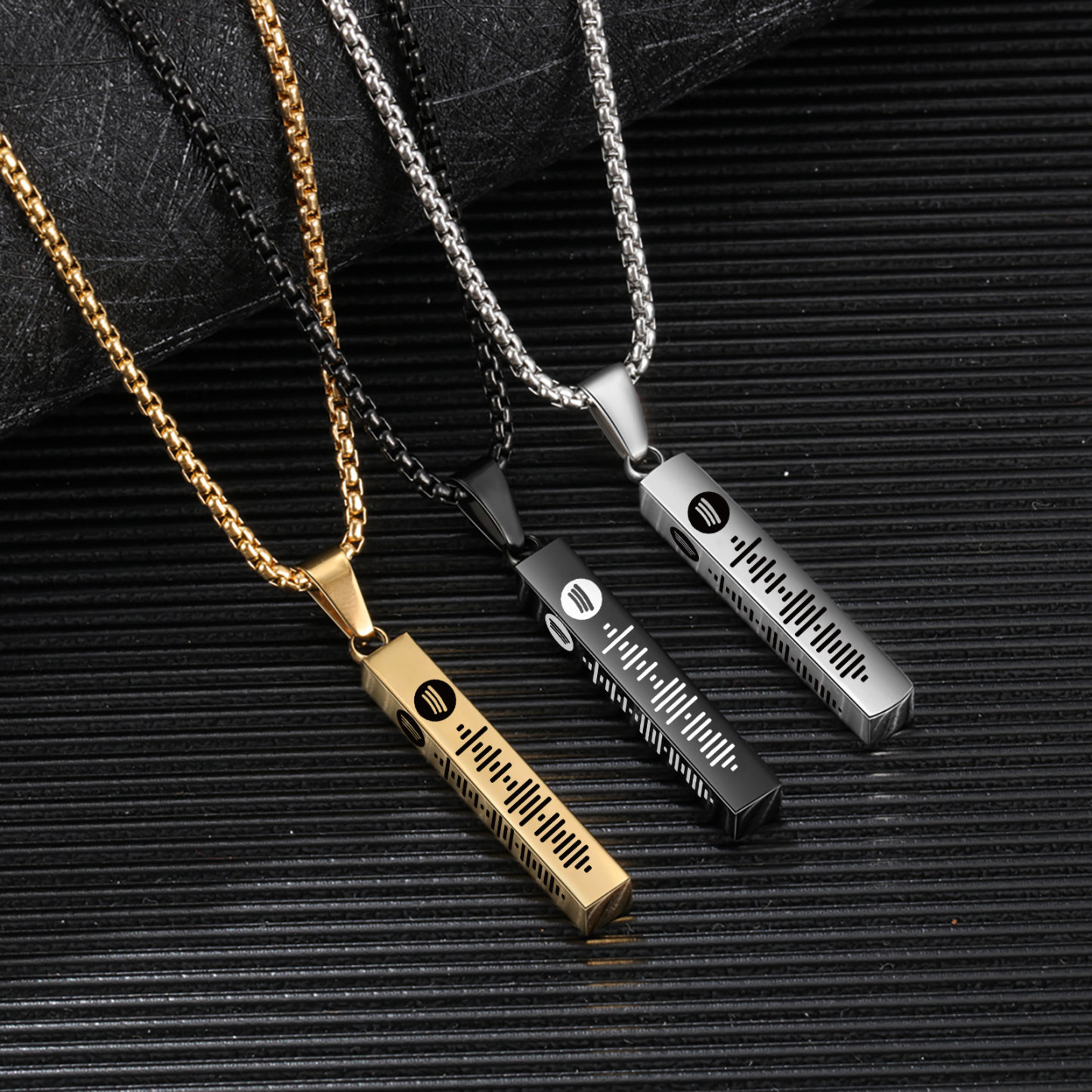 Personalised 3D Vertical Bar Necklace Customised Music Spotify Code Necklace for Her Him-Jessemade AU