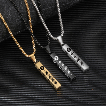 Personalised 3D Vertical Bar Necklace Customised Music Spotify Code Necklace for Her Him-Jessemade AU