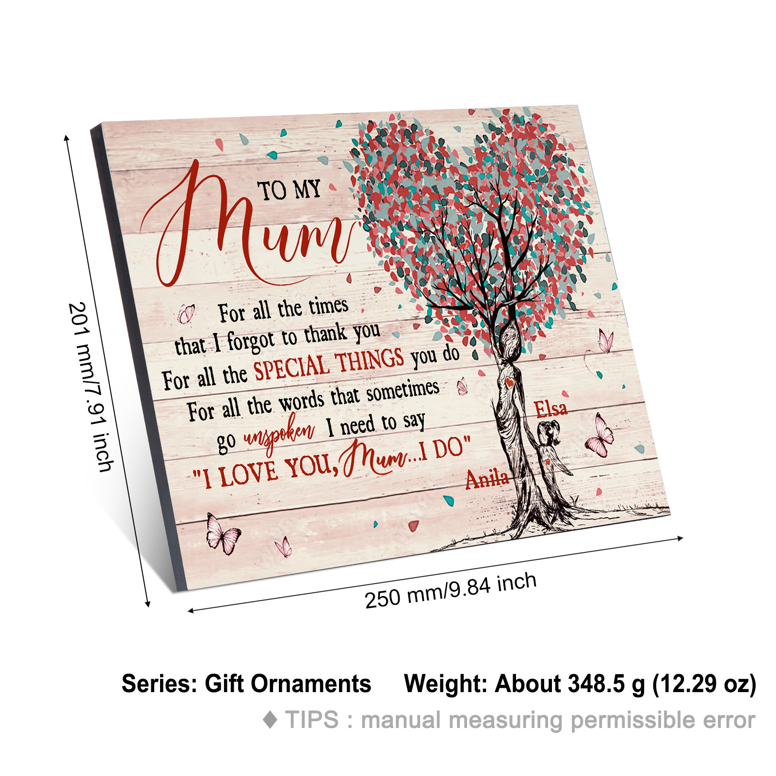 Personalised 2 Names Wooden Plaque Home Decoration Gifts for Mom/Mum - For All The Times That I Forgot To Thank You-Jessemade AU