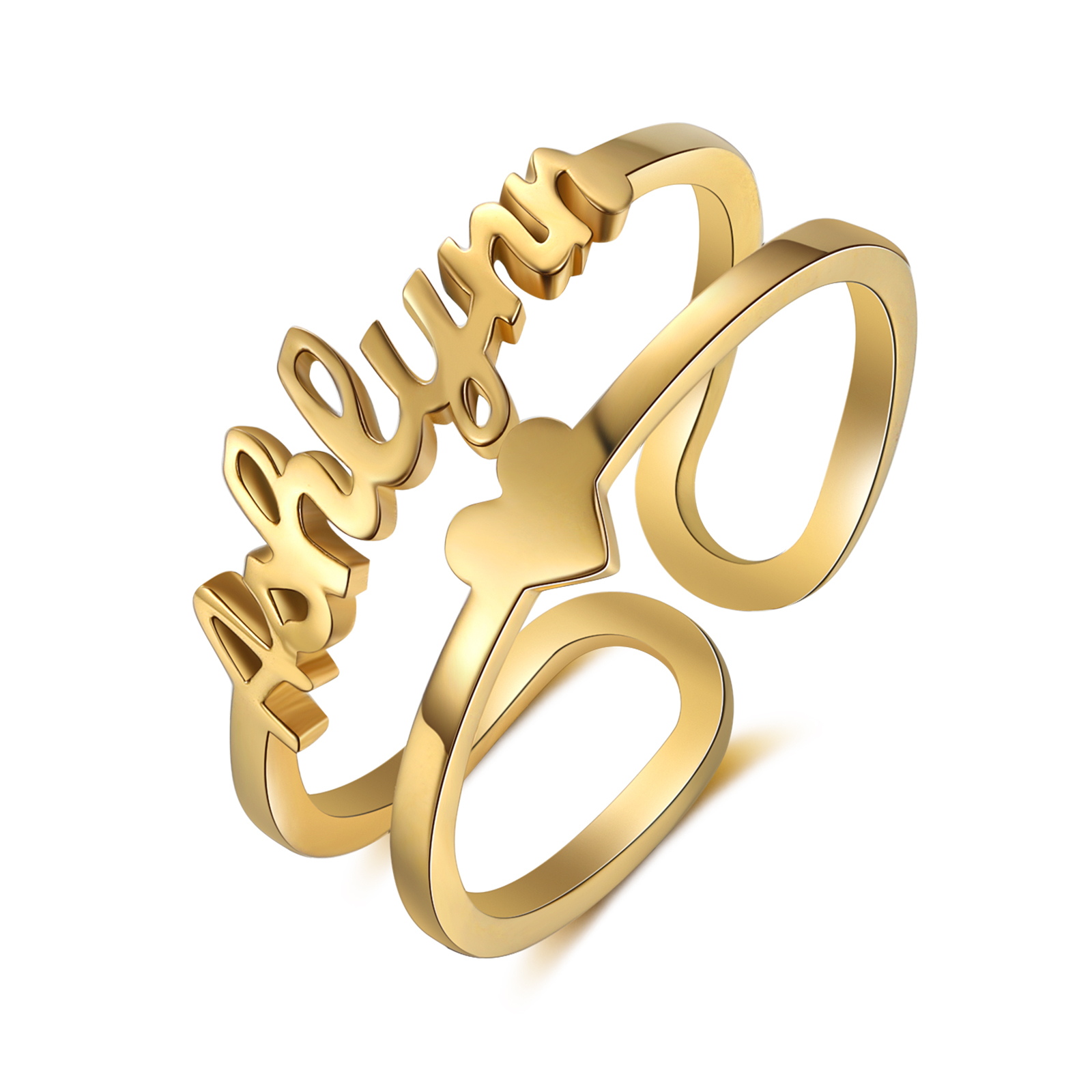 Heart Name Ring Personalised 1 Name Classic Rings for Her-Jessemade AU
