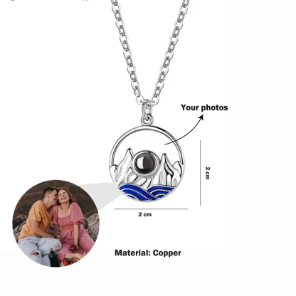 Personalised Couple Projection Necklace Set Mountains and Sea Valentine's Day Gift Custom Photo Necklace Creative Gift-Jessemade AU