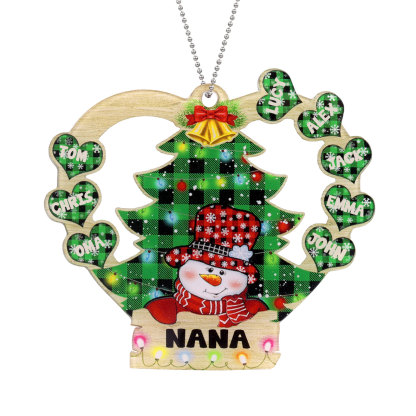8 Names - Personalised Heart Christmas Tree Ornament Customised Name & Text Acrylic Snowman Hanging Ornaments Gift for Family-Jessemade AU