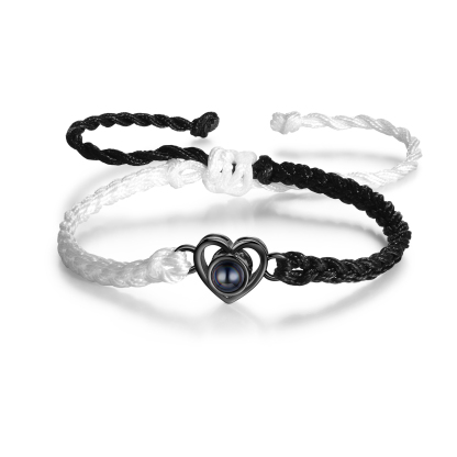 Personalised Heart Projection Bracelet Customised Photo Bracelet Adjustable Bracelet Gift for Couples/Family/Friends-Jessemade AU