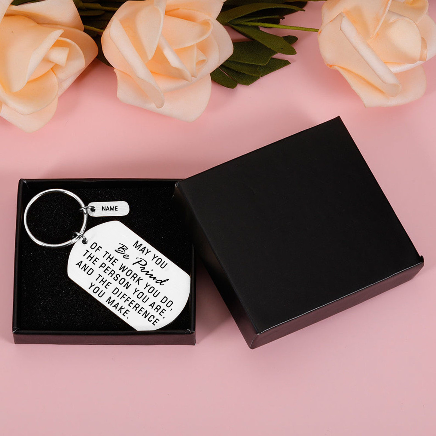 Personalised Stainless Steel Keychain Customised Name Keyring Gift for Kids/Friends - May You Be Proud Of The Work You Do-Jessemade AU