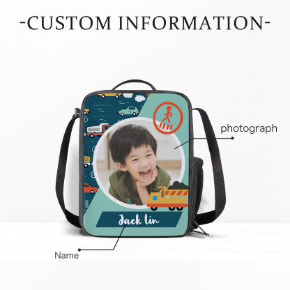 Custom Name and Photo Lunch Bag Personalised Cars Lunch Box Gifts for Kids-Jessemade AU