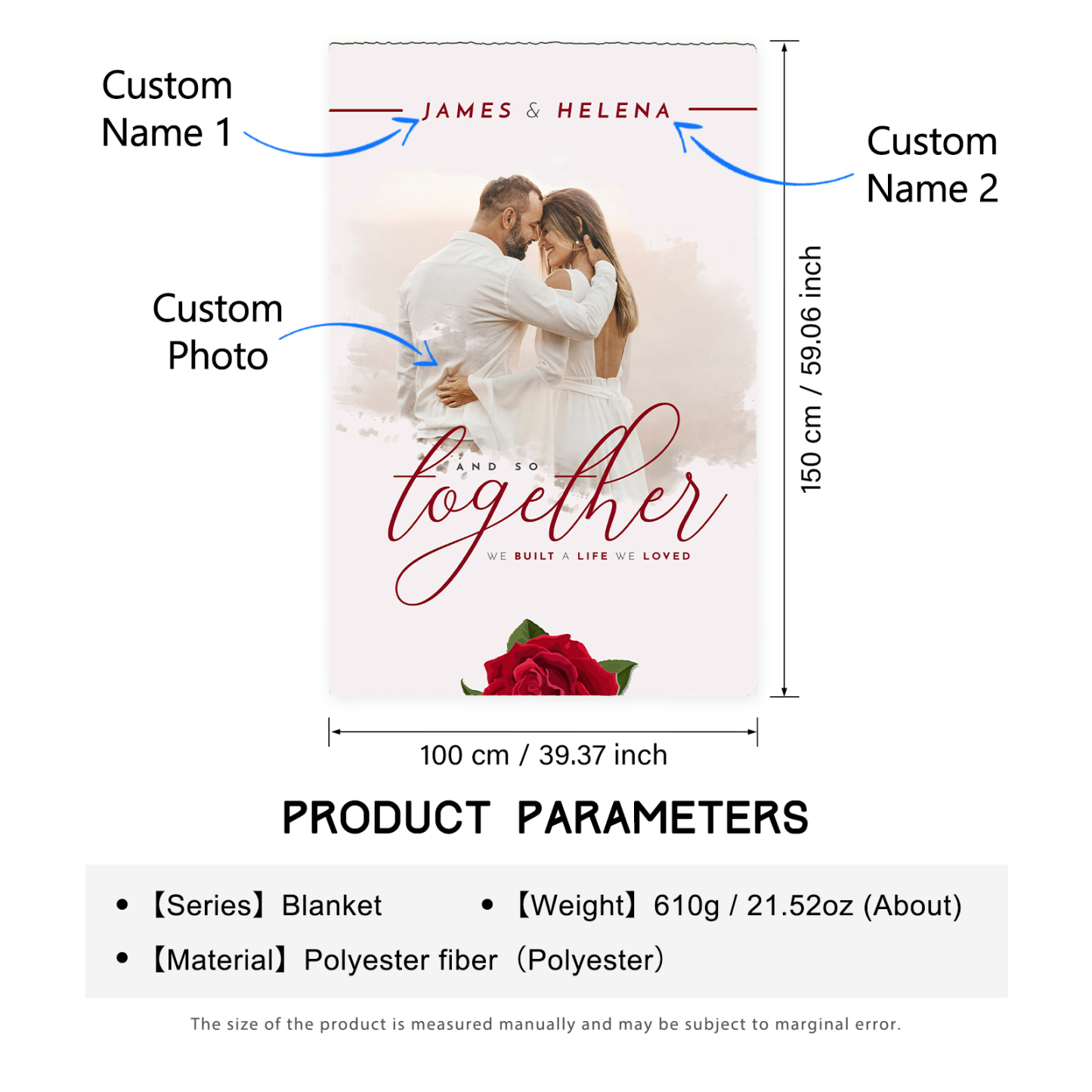 Customised Couple Blanket Engrave Photo Sweet Gift For Her-Jessemade AU