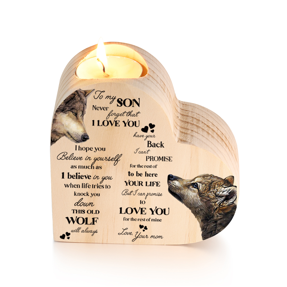 To My Son Wooden Heart Candle Holder "love you for the rest of mine " Gifts For Son-Jessemade AU