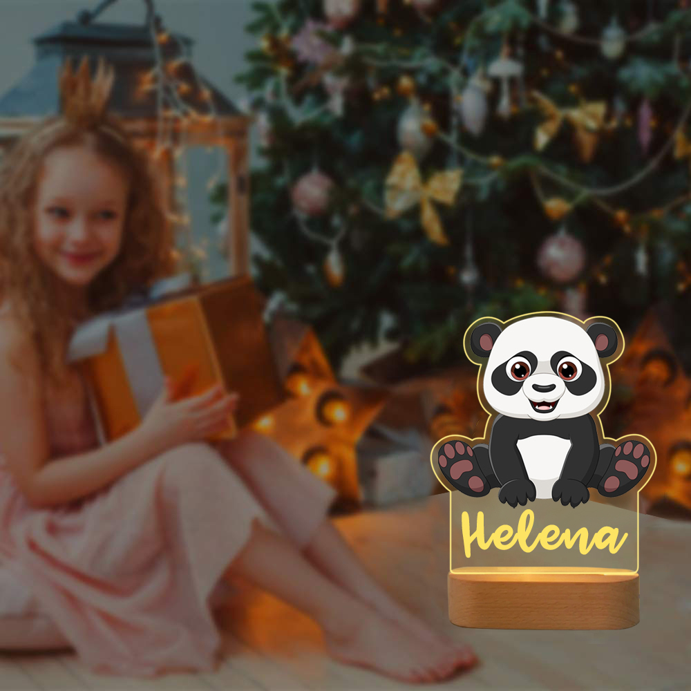 Personalised Name Acrylic Panda Night Light LED Lamp Gifts For Kids-Jessemade AU