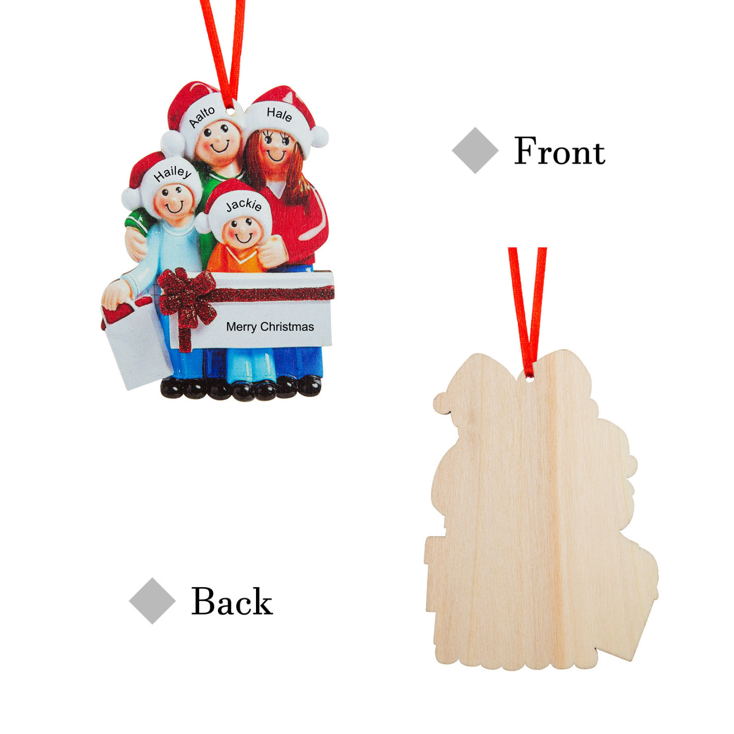 Personalised Family Of 4 Decorating Christmas Tree Ornament-Jessemade AU