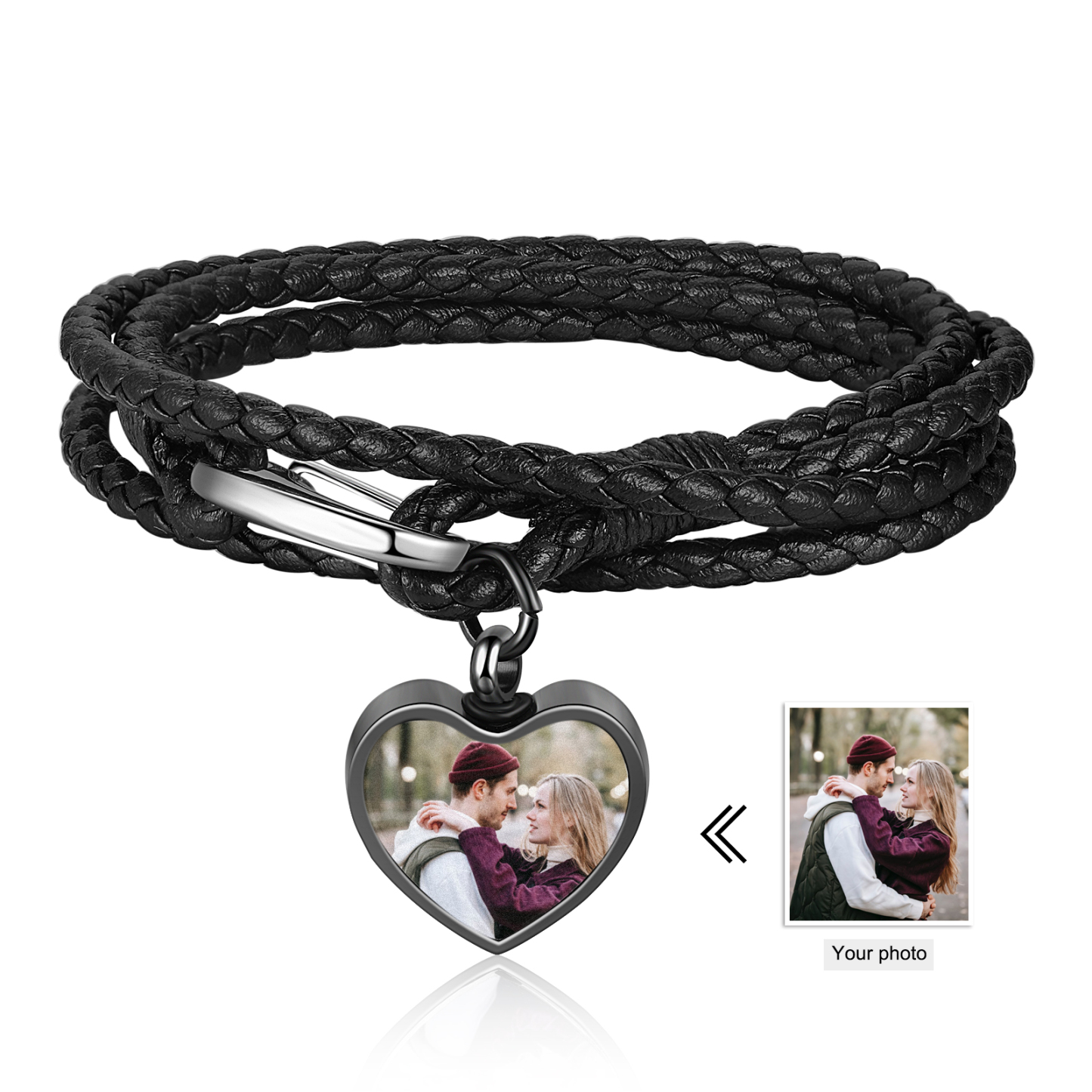 Personalised Braided Leather Bracelet Custom Photo Bracelet Gifts For Her-Jessemade AU