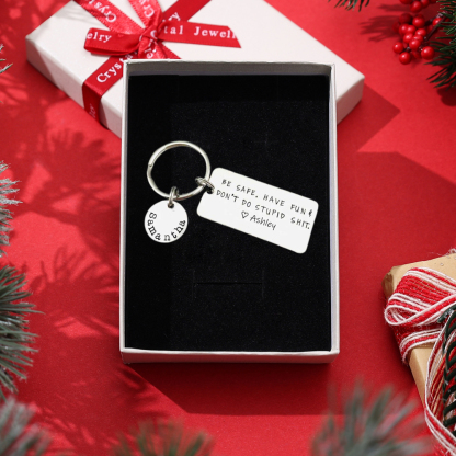 Don't Do Stupid Love Keychain Personalised Name Keyring for Teenager