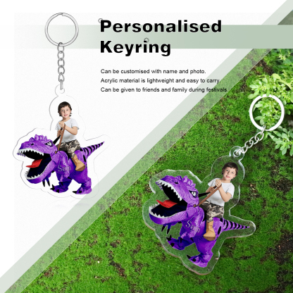 1 Name - Personalised Acrylic Dinosaur Keychain Customised Name & Photo Keychain Gift for Kids-Jessemade AU