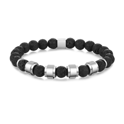 Personalised Lava Rock Bracelet with 4 Names Men's Bracelet Gifts For Him-Jessemade AU