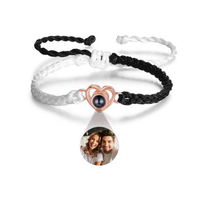 Personalised Heart Projection Bracelet Customised Photo Bracelet Adjustable Bracelet Gift for Couples/Family/Friends-Jessemade AU