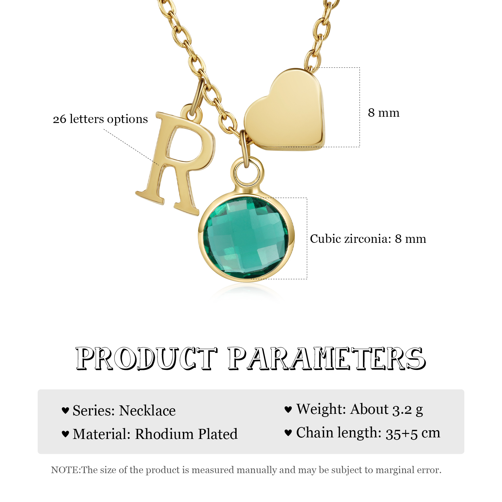 Back To School Personalised Heart Necklace Custom Birthstone and Initial Necklace-Jessemade AU