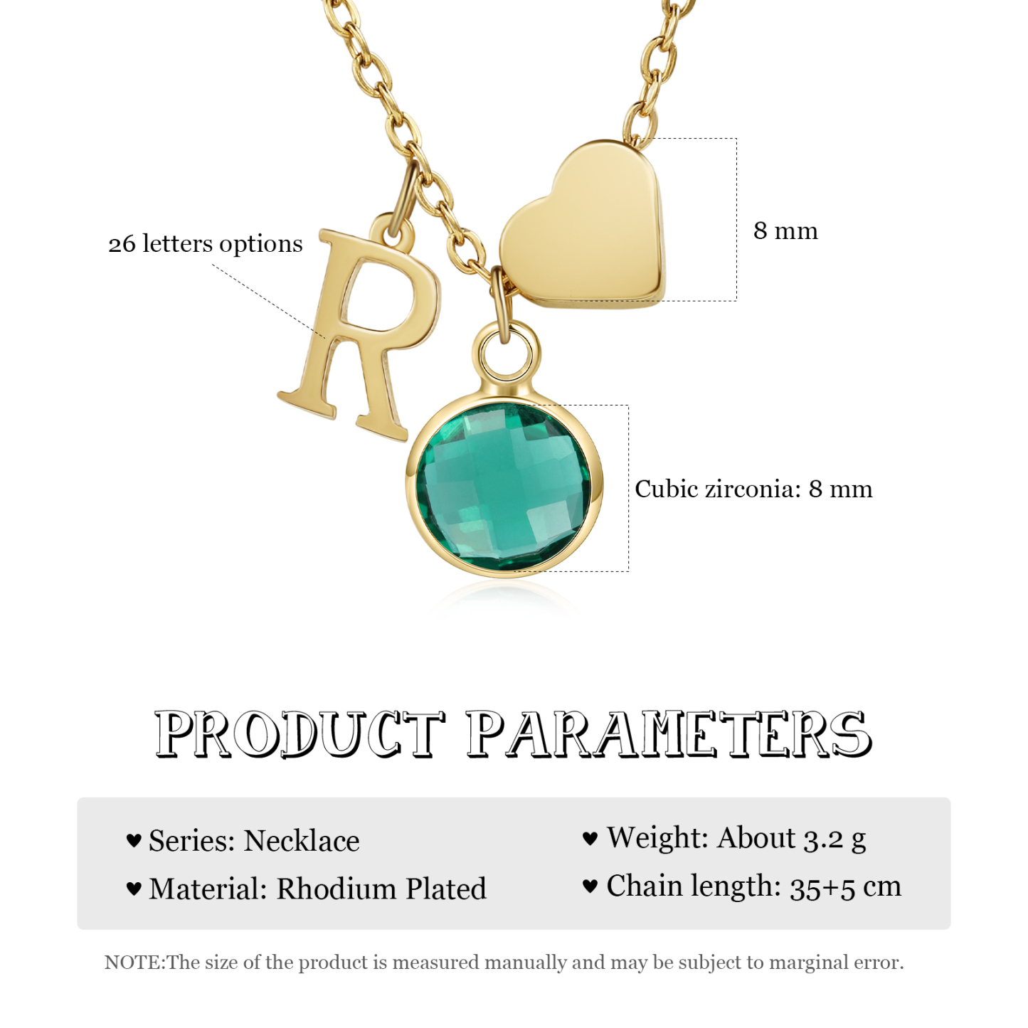 Personalised Heart Necklace Custom Birthstone and Initial Kid's Necklace-Jessemade AU