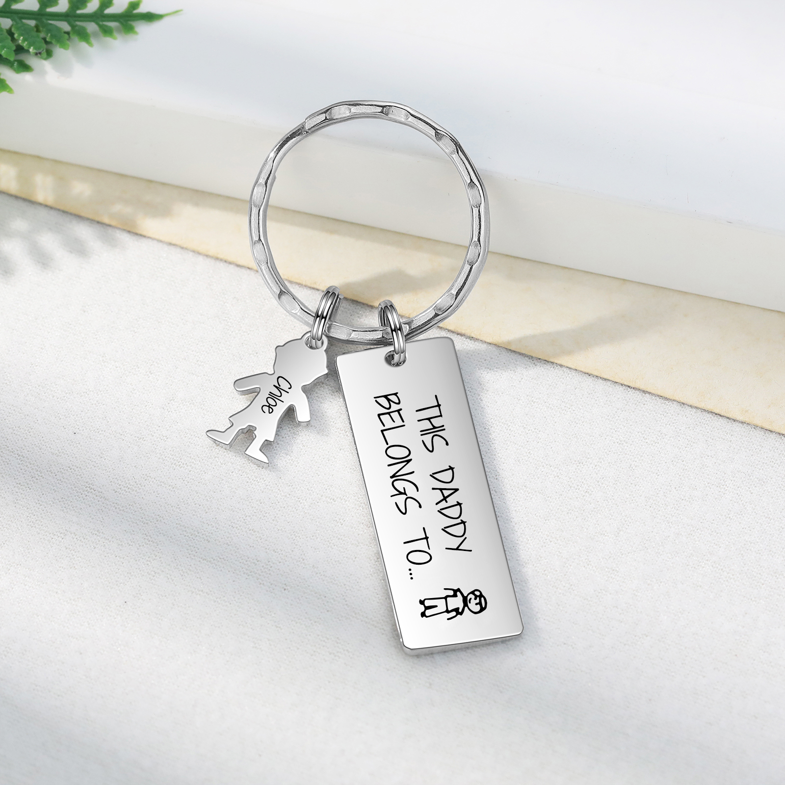 Personalised Keychain with 1 Kid Charms Father's Day Gift "This Daddy Belongs To" Custom Family Keyring-Jessemade AU