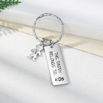 Personalised Keychain with 1 Kid Charms Father's Day Gift "This Daddy Belongs To" Custom Family Keyring-Jessemade AU