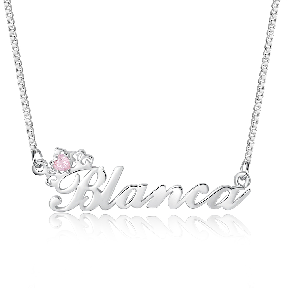 Personalised Necklace With Birthstone Custom 1 Name Necklace Gift For Her