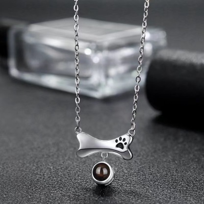 Personalised Dog Bone Projection Necklace Custom Photo Necklace Creative Gift-Jessemade AU