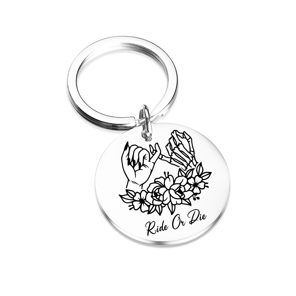Personalised Round Keychain Custom Text Pinky Swear Keyring Gift For Friend/Sister/Bestie-Jessemade AU