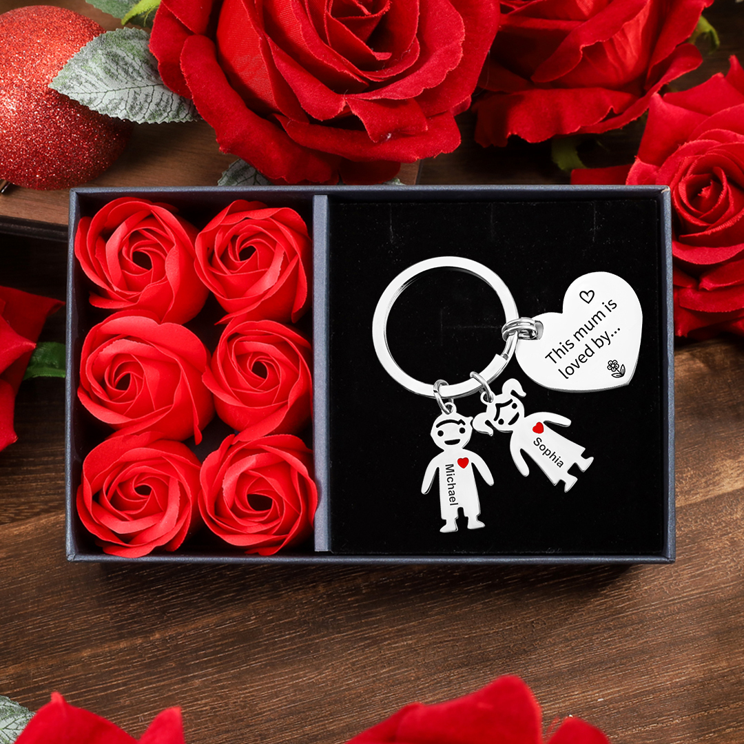 2 Names - Personalised Keychain with Kid Charm Engraved Names Keychain Mother's Day Gift for Mum-Jessemade AU