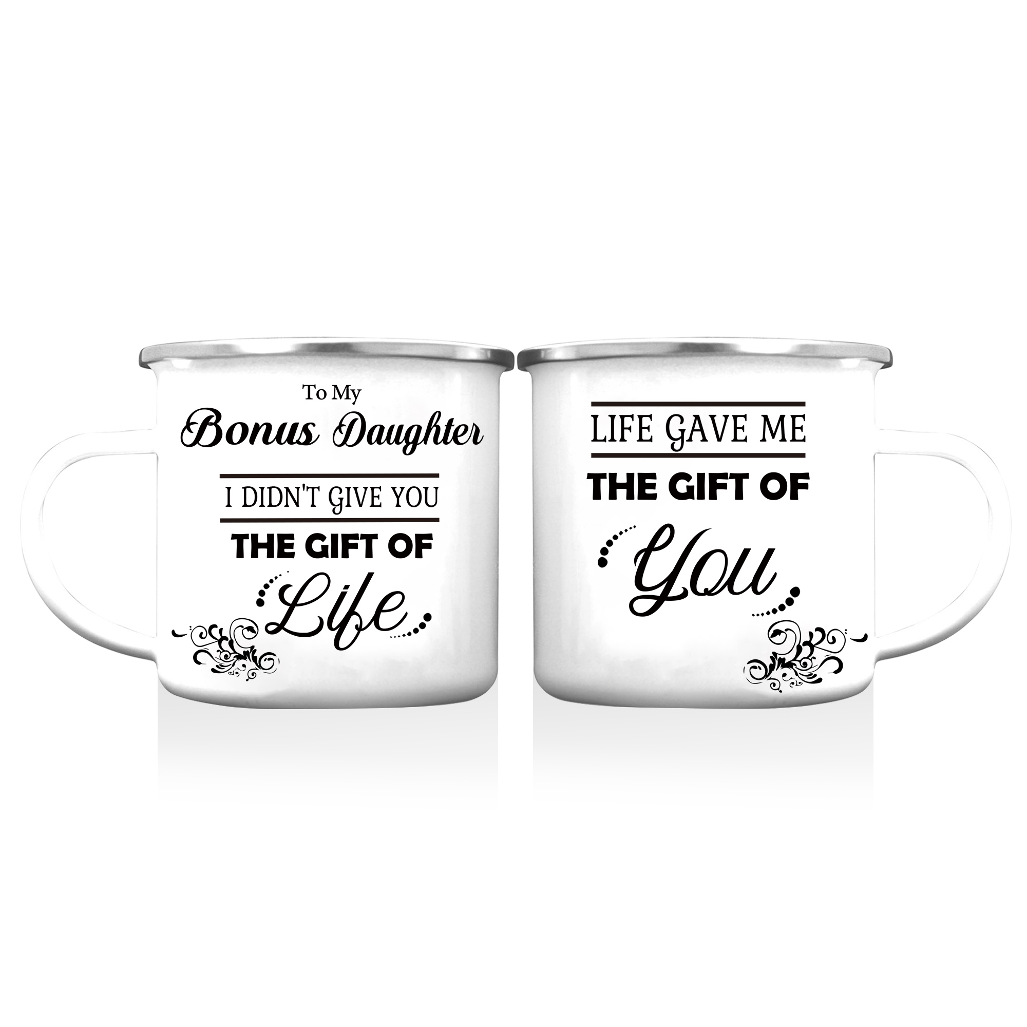 To My Bonus Daughter Mug Enamel Cup Gifts for Daughter - Life Gave Me The Gift Of You-Jessemade AU