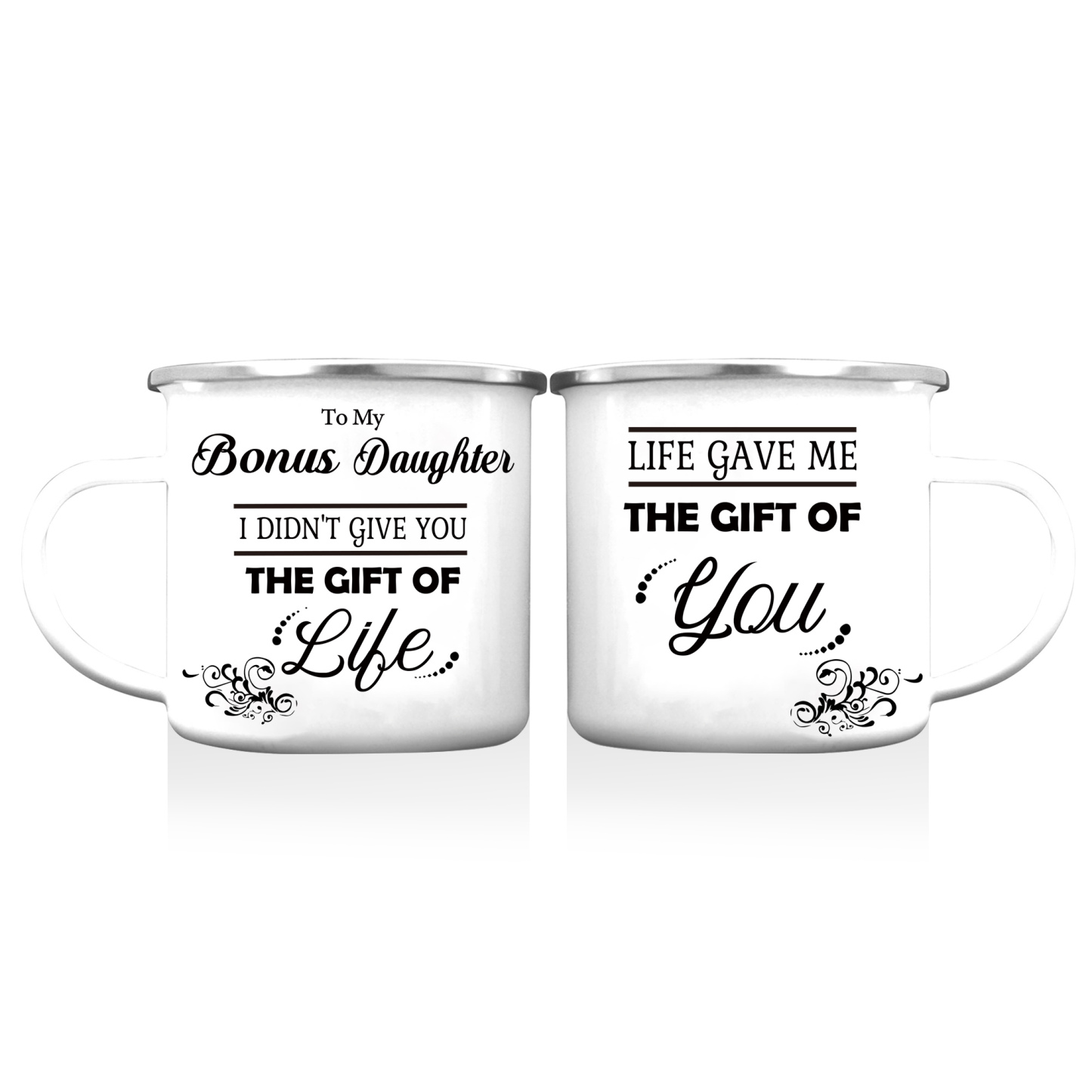 To My Bonus Daughter Mug Enamel Cup Gifts for Daughter - Life Gave Me The Gift Of You-Jessemade AU