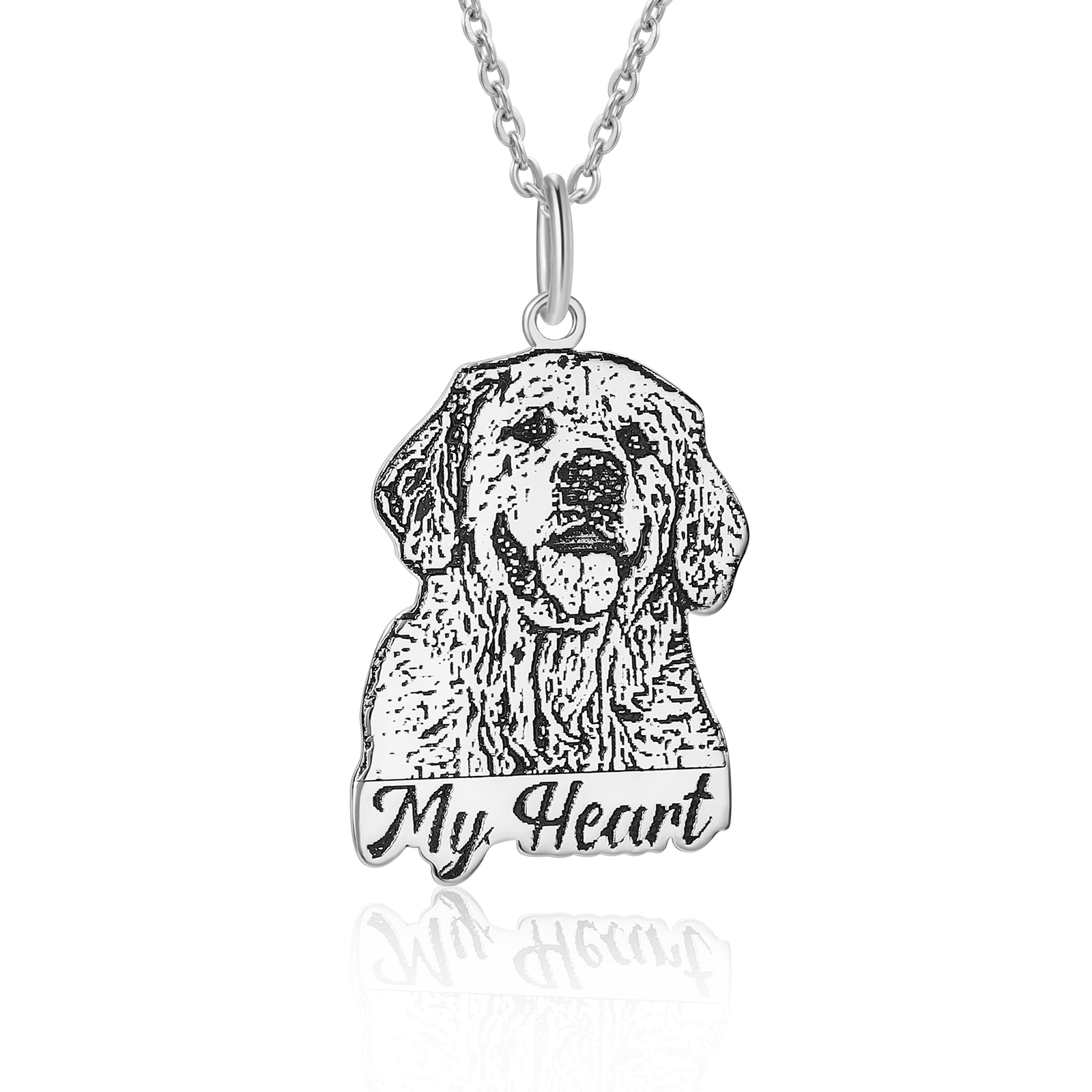 Pet Personalised Photo Necklace Engraved 1 Name Pet Memorial Cat Dog Necklace-Jessemade AU